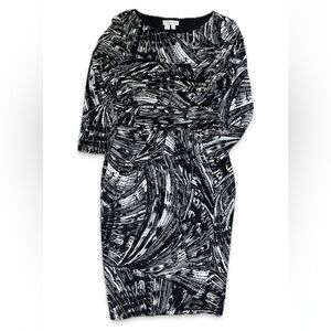 3/$15 EUC London Times Black and White Midi Dress size 8